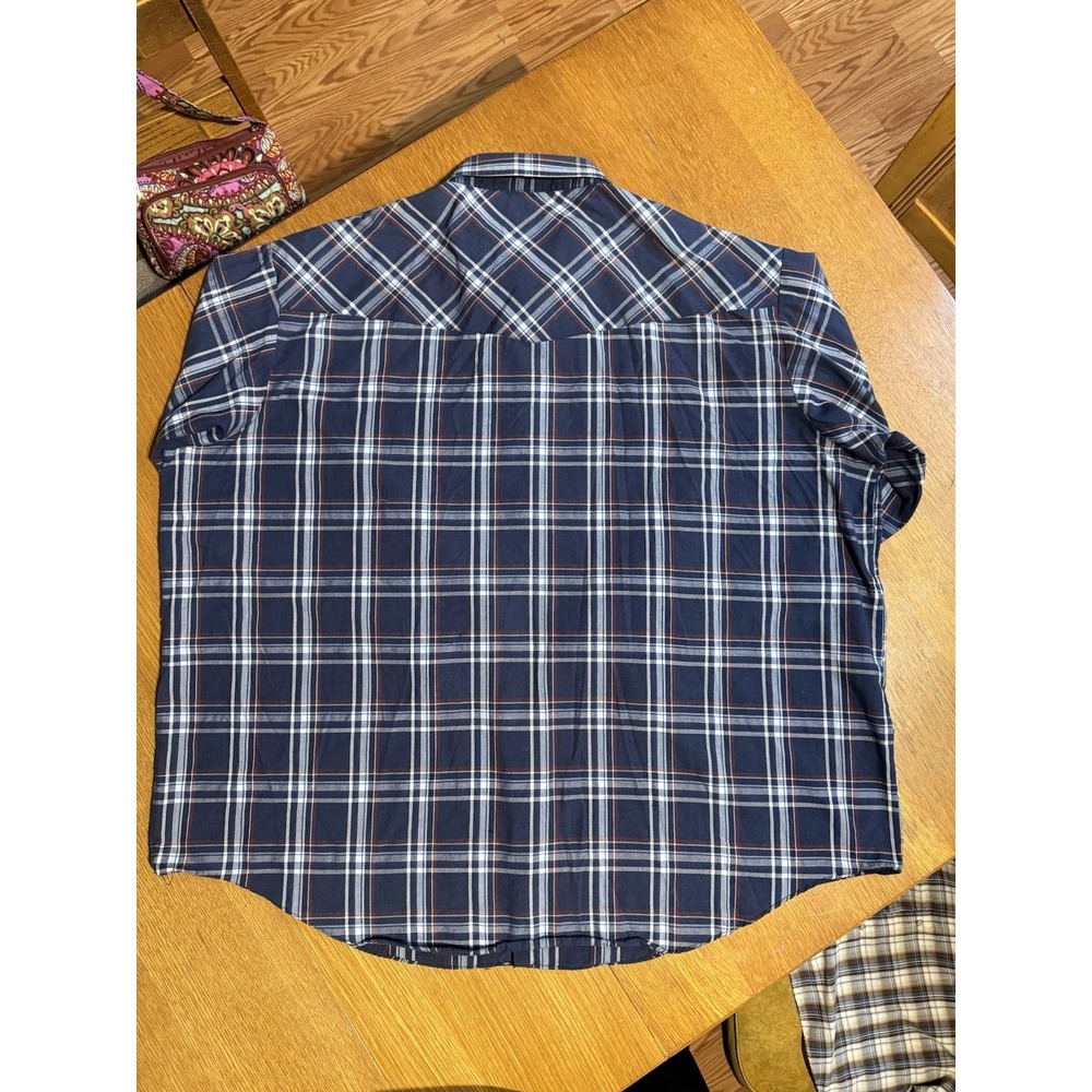 Plains Western Wear Big Man 3X Snap Shirt Blue Red Plaid Western Pearl Snaps - Picture 4 of 6